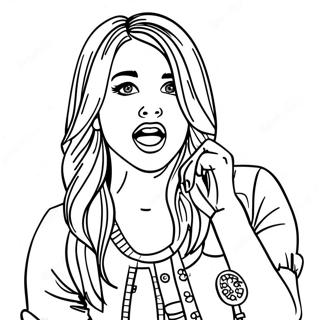 Hannah Montana Singing on Stage Coloring Page | Hannah Montana coloring page