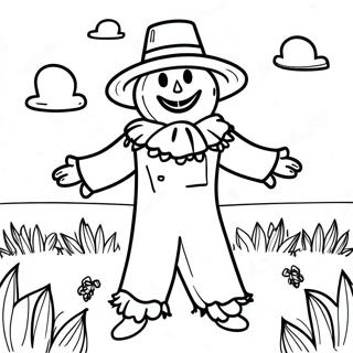 Funny Scarecrow in the Field Coloring Page | Scarecrow coloring page