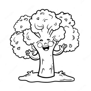 Happy Broccoli Character Coloring Page | Broccoli coloring page