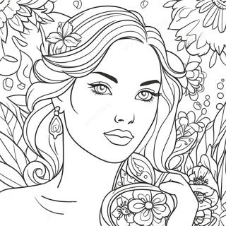 Beautiful Woman Portrait Coloring Page | Portrait coloring page