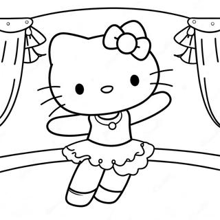 Hello Kitty Baletti Tanssimassa Lavalla Värittämissivu | Hello Kitty Baletti värityssivu