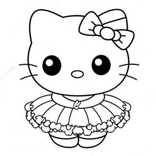 Hello Kitty Söpössä Tutu-asussa Värittämissivu | Hello Kitty Baletti värityssivu
