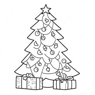 Festive Christmas Tree Coloring Page | Happy Holidays coloring page