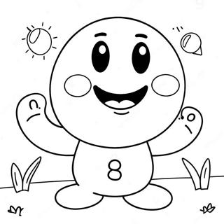 Cute Number 8 with Smiley Face Coloring Page | Number 8 coloring page