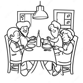 Joyful Shabbos Dinner Table Coloring Page | Shabbos coloring page