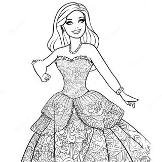 Bibble Barbie in a Sparkly Dress Coloring Page | Bibble Barbie coloring page