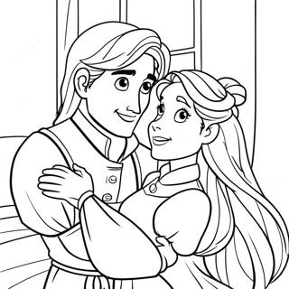 Rapunzel och Flynn Färgläggningssida | Rapunzel och Flynn målarbild