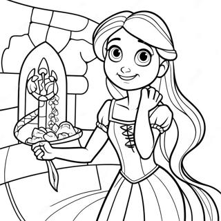 Fängslande Rapunzel i Tornet Färgläggningssida | Rapunzel och Flynn målarbild