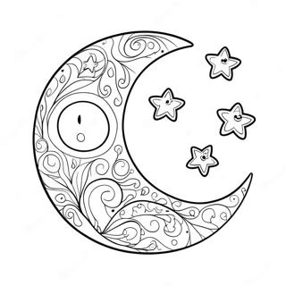 Página para Colorir da Lua e Estrelas Fantásticas | Página para colorir de Eu Te Amo até a Lua e Volta