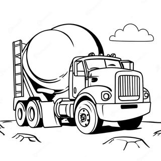 Big Cement Truck on Construction Site Coloring Page | Cement Truck coloring page