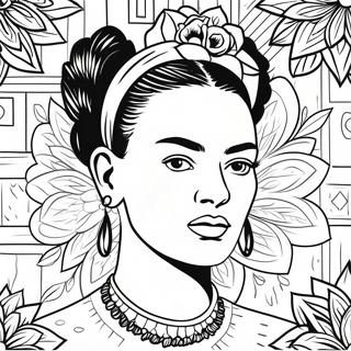 Frida Kahlo Portrait Coloring Page | Frida Kahlo coloring page