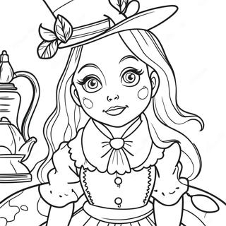 Steampunk Alice i Underlandet färgläggningssida | Steampunk Alice i Underlandet målarbild