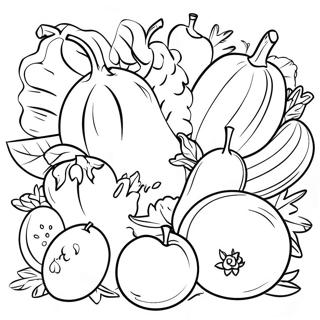 Colorful Fruits and Vegetables Coloring Page | Healthy Habits coloring page