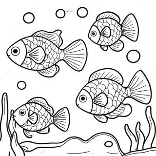 Colorful Fish Swimming in Ocean Coloring Page | One Fish Two Fish coloring page
