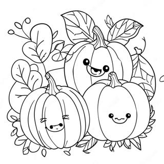 Cute Pumpkins in a Colorful Patch Coloring Page | Preschool Pumpkin Patch coloring page