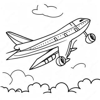747 Airplane Flying High Coloring Page | 747 Airplane coloring page