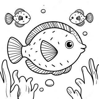 Cute Puffer Fish Underwater Coloring Page | Puffer Fish coloring page