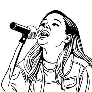 Olivia Rodrigo Singing on Stage Coloring Page | Olivia Rodrigo coloring page