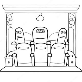 Cozy Movie Theater Coloring Page | Movie Night coloring page