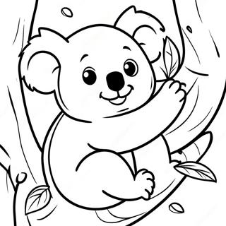 Cute Koala Climbing a Tree Coloring Page | Australian Animals coloring page