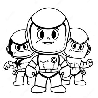 Mini Force Heroes in Action Coloring Page | Mini Force coloring page