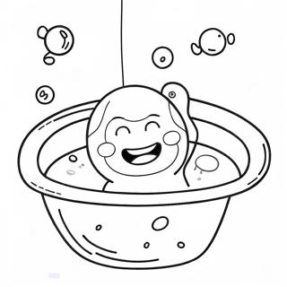 Cheerful Bubble Bath Coloring Page | Bubble Skincare coloring page