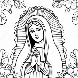 Vacker färgläggningssida för vår fru av Guadalupe | Vår Fru av Guadalupe målarbild