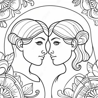 Gemini Zodiac Sign Coloring Page | Gemini coloring page