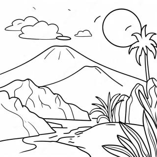 Colorful El Salvador Landscape Coloring Page | El Salvador coloring page
