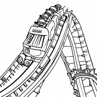 Roller Coaster Thrill Ride Coloring Page | Roller Coaster coloring page