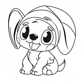 Adorable Stitch with Santa Hat Coloring Page | Cute Stitch Christmas coloring page