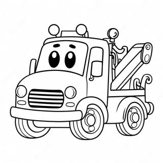 Cute Tow Truck with Happy Face Coloring Page | Tow Truck coloring page