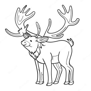 Majestic Reindeer with Antlers Coloring Page | Realistic Reindeer coloring page