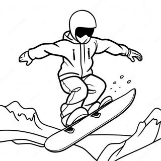 Cool Snowboarder in Action Coloring Page | Snowboarding coloring page
