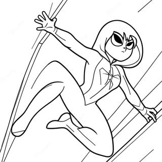 Spider Gwen Action Pose Coloring Page | Spider Gwen coloring page