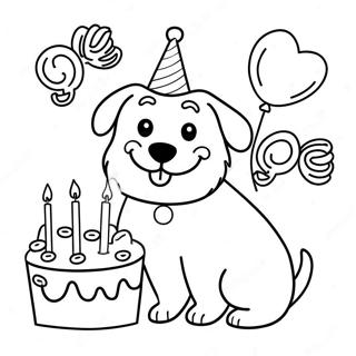 Dog Birthday Party Coloring Page | Dog Birthday coloring page