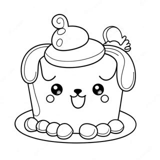 Cute Puppy Birthday Cake Coloring Page | Dog Birthday coloring page