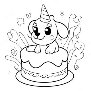 Aniversário Do Cachorro Páginas para Colorir