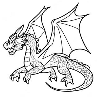 Majestic Fire Dragon Flying Coloring Page | Fire Dragon coloring page