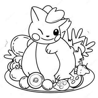 Pokemon Thanksgiving Feast Coloring Page | Pokemon Thanksgiving coloring page