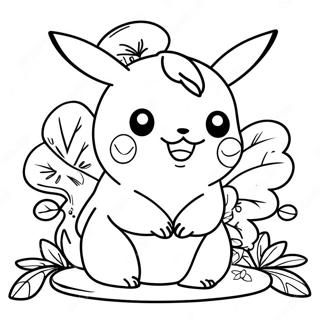 Pikachu with Thanksgiving Turkey Coloring Page | Pokemon Thanksgiving coloring page