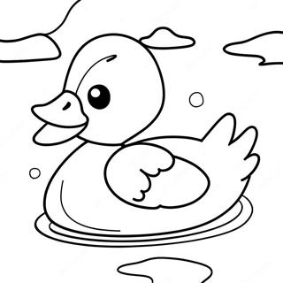 Happy Paper Duck Swimming Coloring Page | Paper Duck coloring page