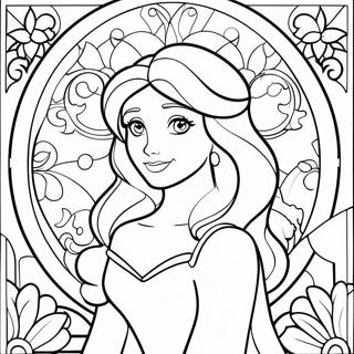 Colorful Disney Princess Stained Glass Coloring Page | Disney Stained Glass coloring page