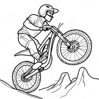 Cool Mountain Biker Jumping Coloring Page | Mountain Bike coloring page