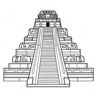 Colorful Mayan Temple Coloring Page | Guatemala coloring page