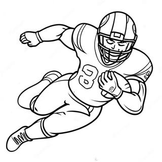Dynamic Wide Receiver Football Player in Action Coloring Page | Wide Receiver Football Player coloring page