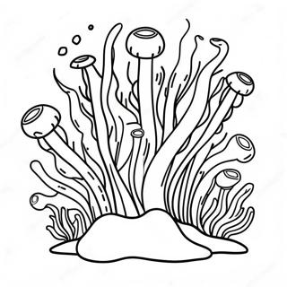 Colorful Seaweed Underwater Scene Coloring Page | Seaweed coloring page