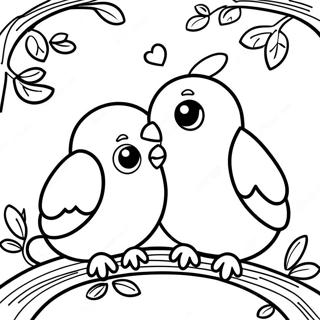 Colorful Love Birds Coloring Page | Love Trippy coloring page