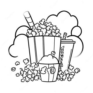 Popcorn and Soda at the Movie Theater Coloring Page | Movie Theater coloring page