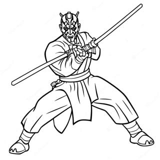 Darth Maul with Double Lightsaber Coloring Page | Darth Maul coloring page